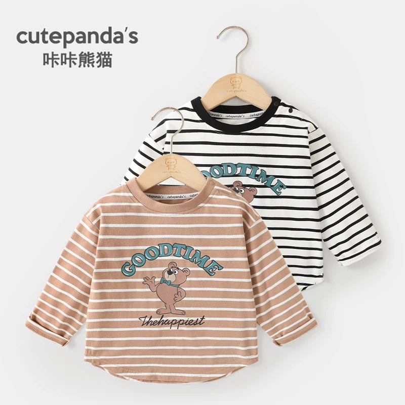 【2024秋装新款】婴儿条纹长袖T恤秋装春秋宝宝上衣小童打底衫Y8986