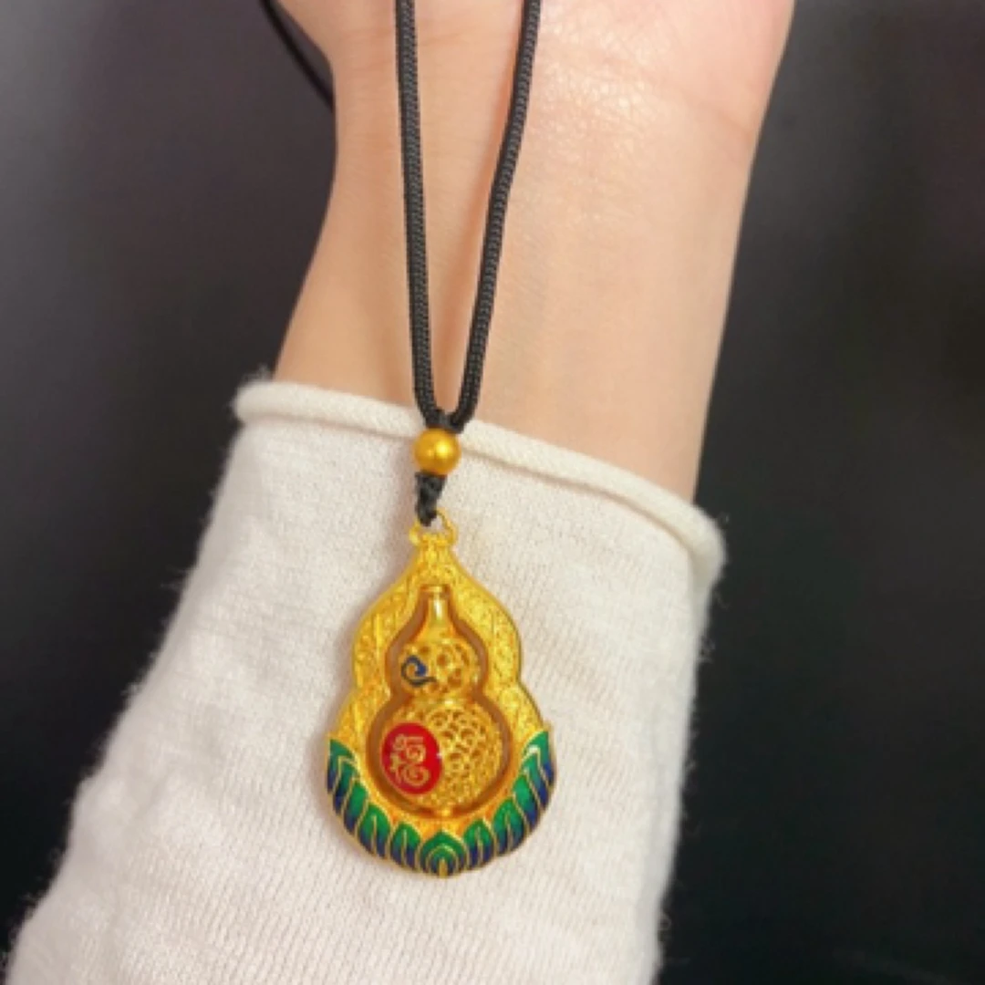 铜合金布艺吊坠 古法工艺珐琅彩金至尊葫芦可以旋转的葫芦福葫芦