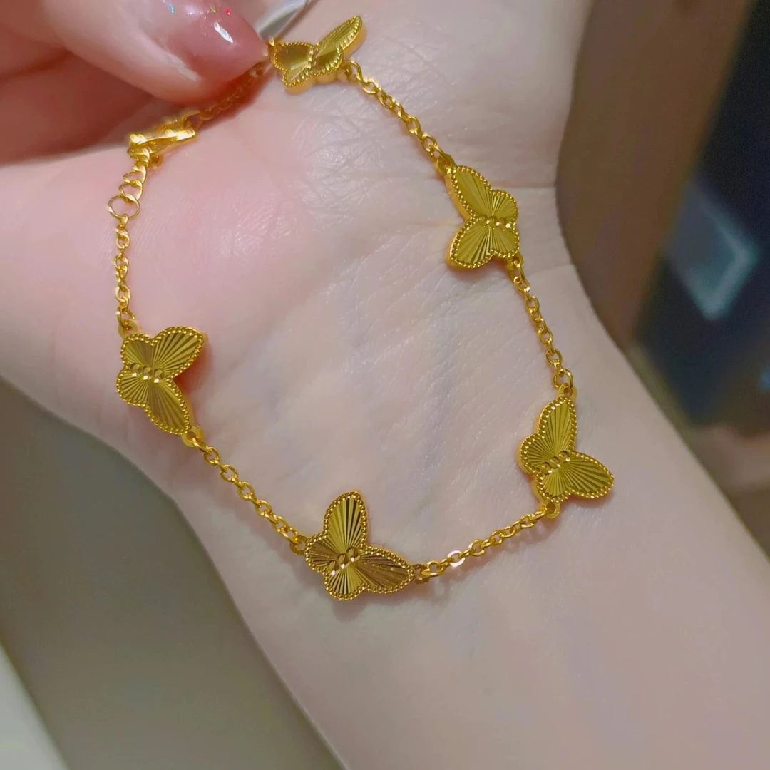 铜合金手链 时尚蝴蝶手链百搭精致女款轻奢精美简约