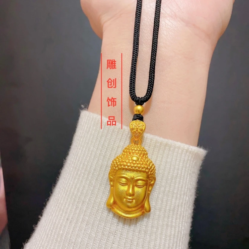 雕创 铜合金布艺吊坠 佛头配绳子（高3厘米宽2厘米）时尚潮流A49