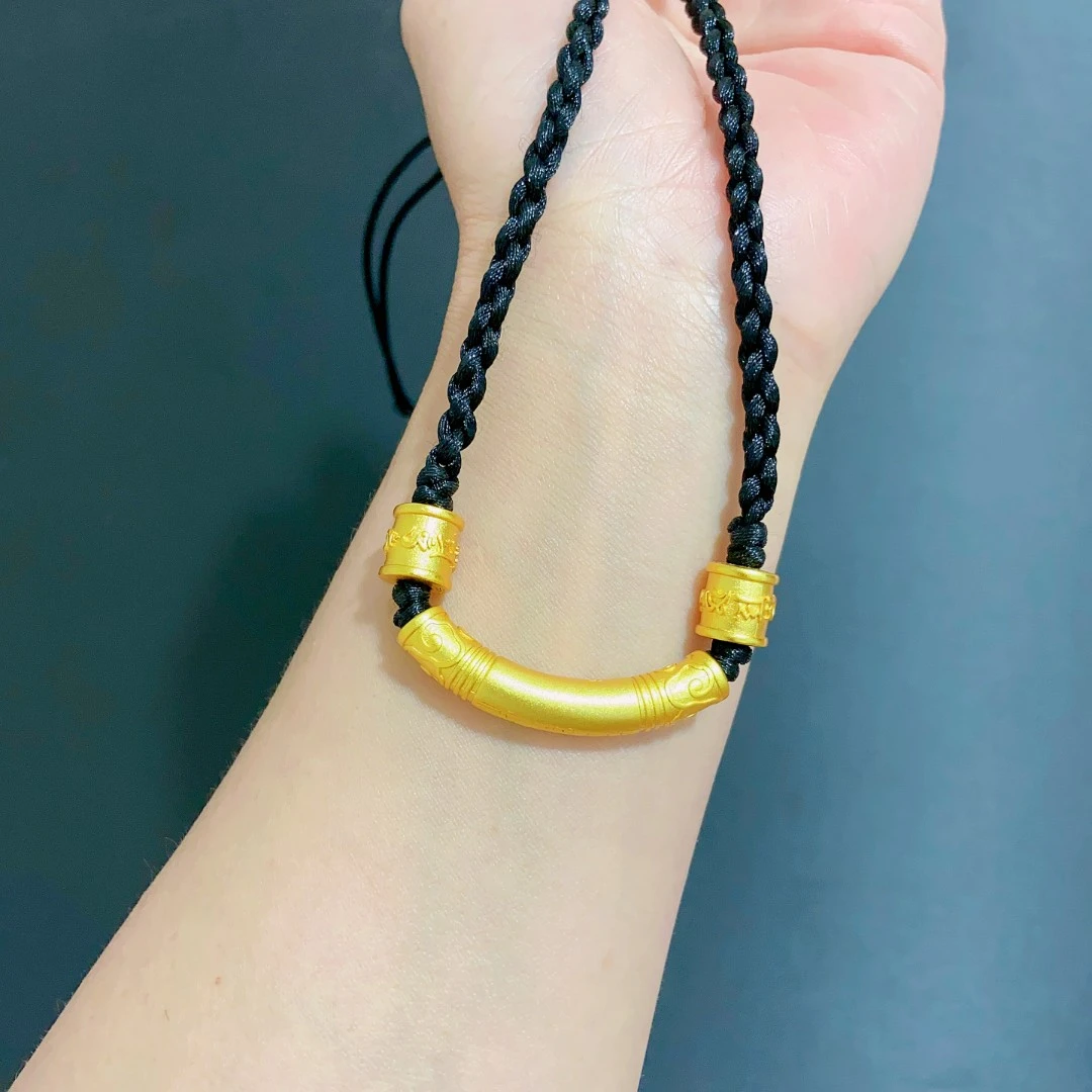 雕创 铜合金仿水晶吊坠 雕创 编织款如意弯管桶珠锁骨项链时尚