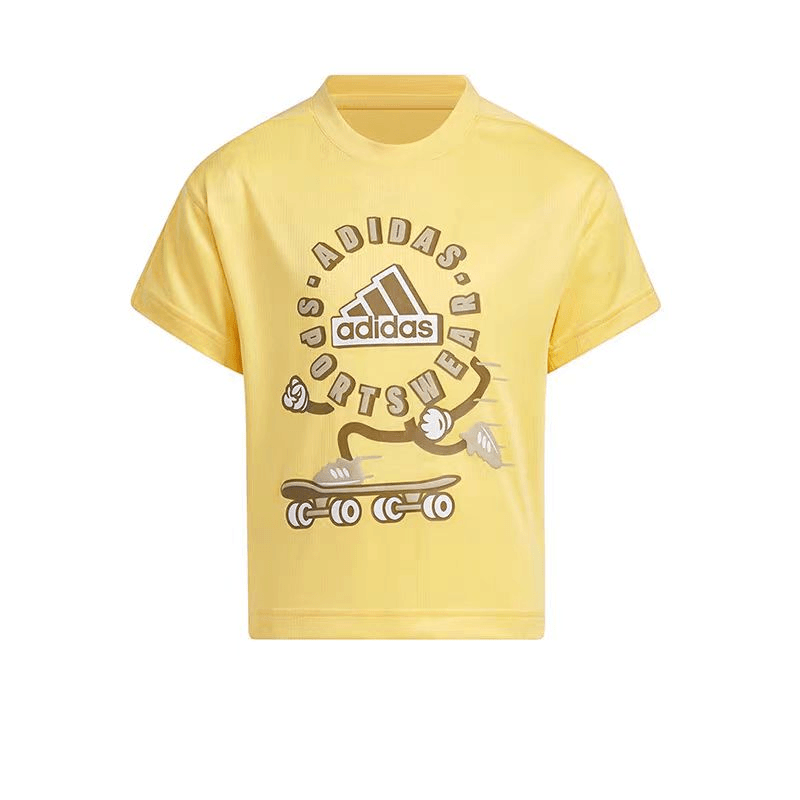 adidas阿迪达斯儿童夏季圆领小童卡通速干短袖休闲运动上衣IT4050