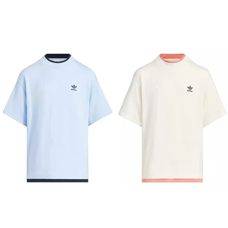 adidas/阿迪达斯三叶草儿童印花假两件全棉短袖T恤JI9833、JI9834