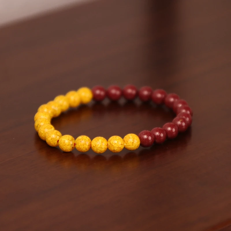 含辰砂工艺品【正宗朱砂+雄黄珠手串】民族风单圈手链男女情侣款