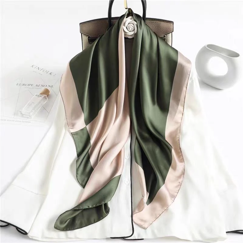 100新款百搭杭州丝绸真丝巾90*90#3401