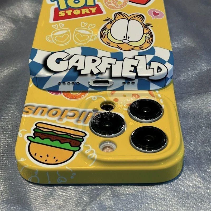 苹果15华为小米13菲林透明趣味加菲猫手机壳彩绘卡通情侣个性硬壳