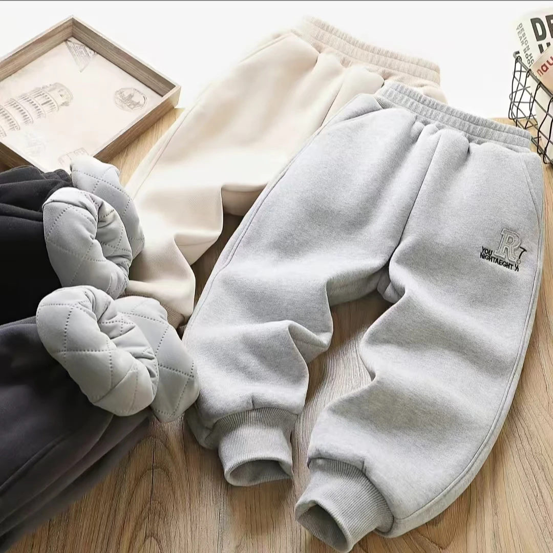 智美星儿童R针织夹棉卫裤冬季中大童百搭加绒卫裤9387【肉妈】 h