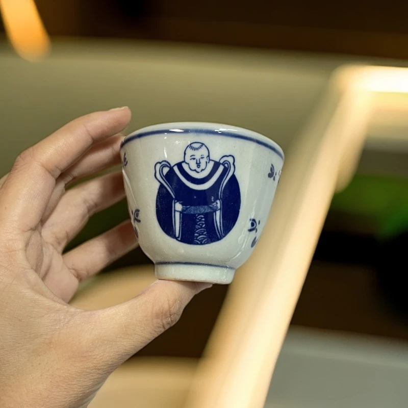景德镇仿古人物寿字陶瓷功夫主人杯品茗怀旧复古茶具容量90