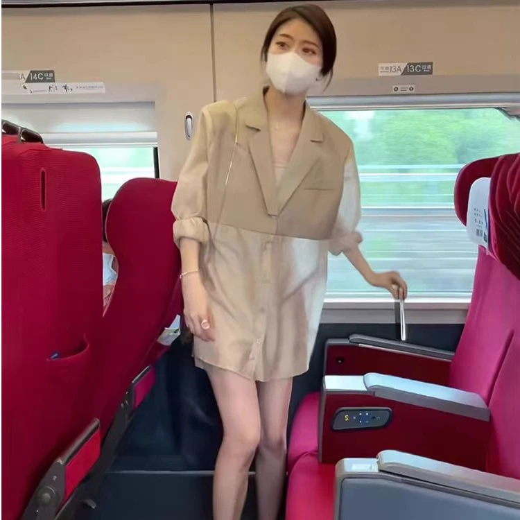 高级感气质西装套装女夏季新款衬衫短裤两件套24713(B4-3)