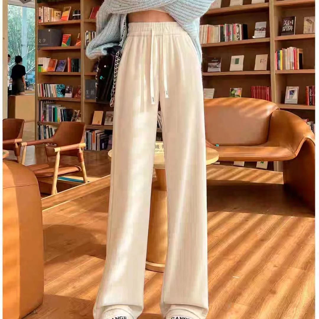 灯芯绒休闲百搭裤高腰显瘦窄版阔腿裤宽松长裤908（D3-5）