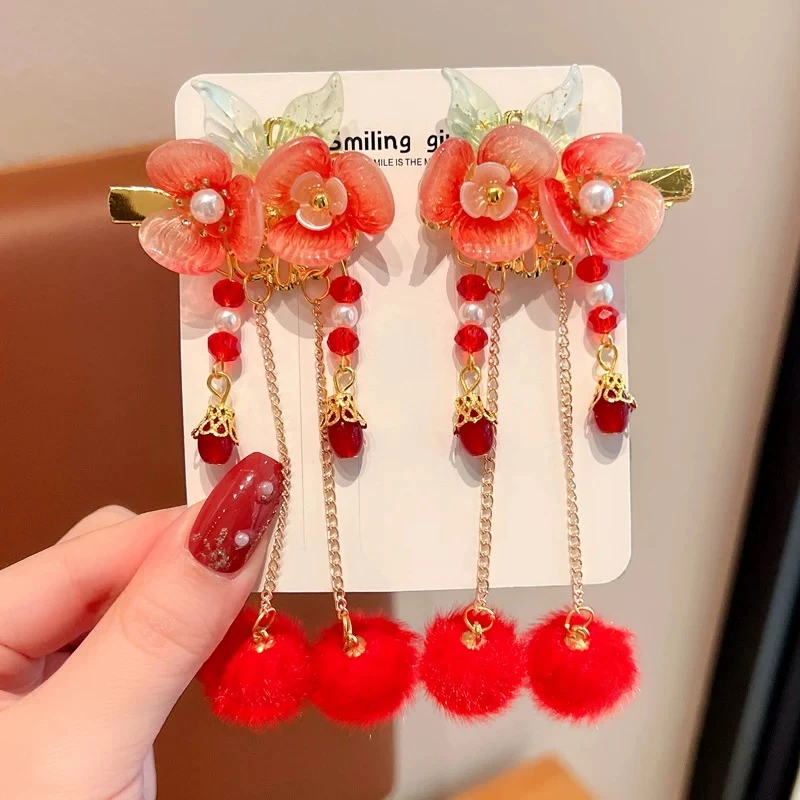 RCXN121 儿童新年发夹女童古风汉服头饰女孩国风锦鲤发卡宝宝流苏