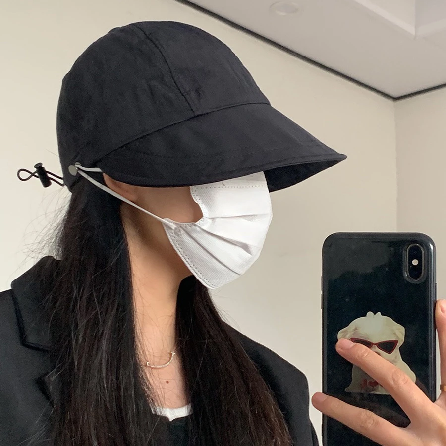 可挂面罩防风显脸小遮阳鸭舌帽子女防晒帽渔夫帽防晒