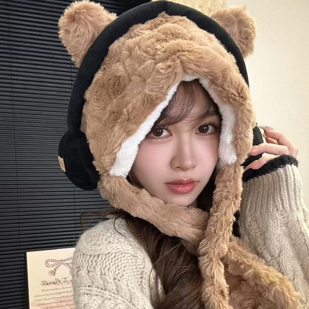 【秋冬帽子大合集】氛围感可爱毛绒护耳帽子女毛线卡通套头耳朵网红