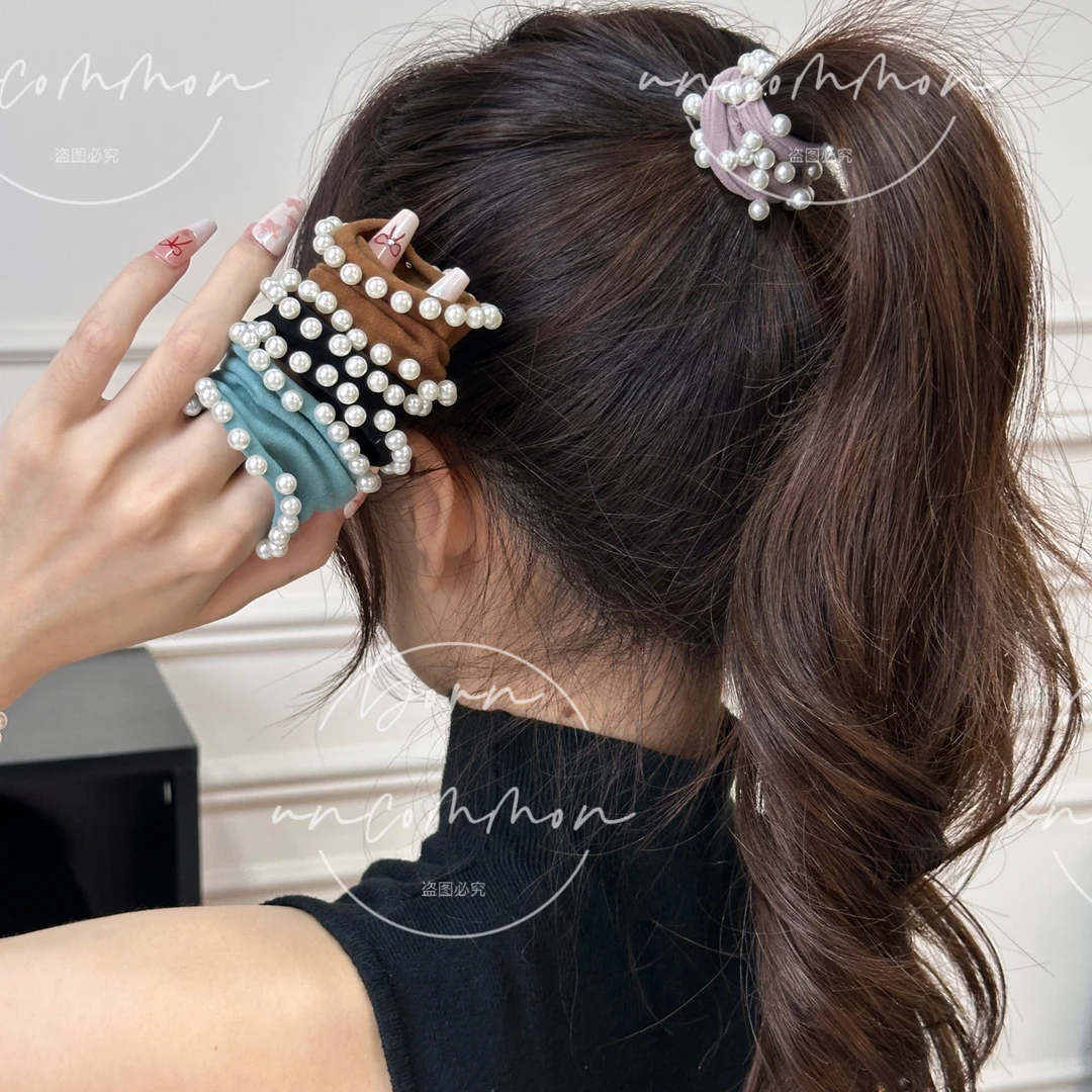 钉珠面膜发圈高弹力发绳女2025新款头绳扎高马尾丸子头橡皮筋头饰