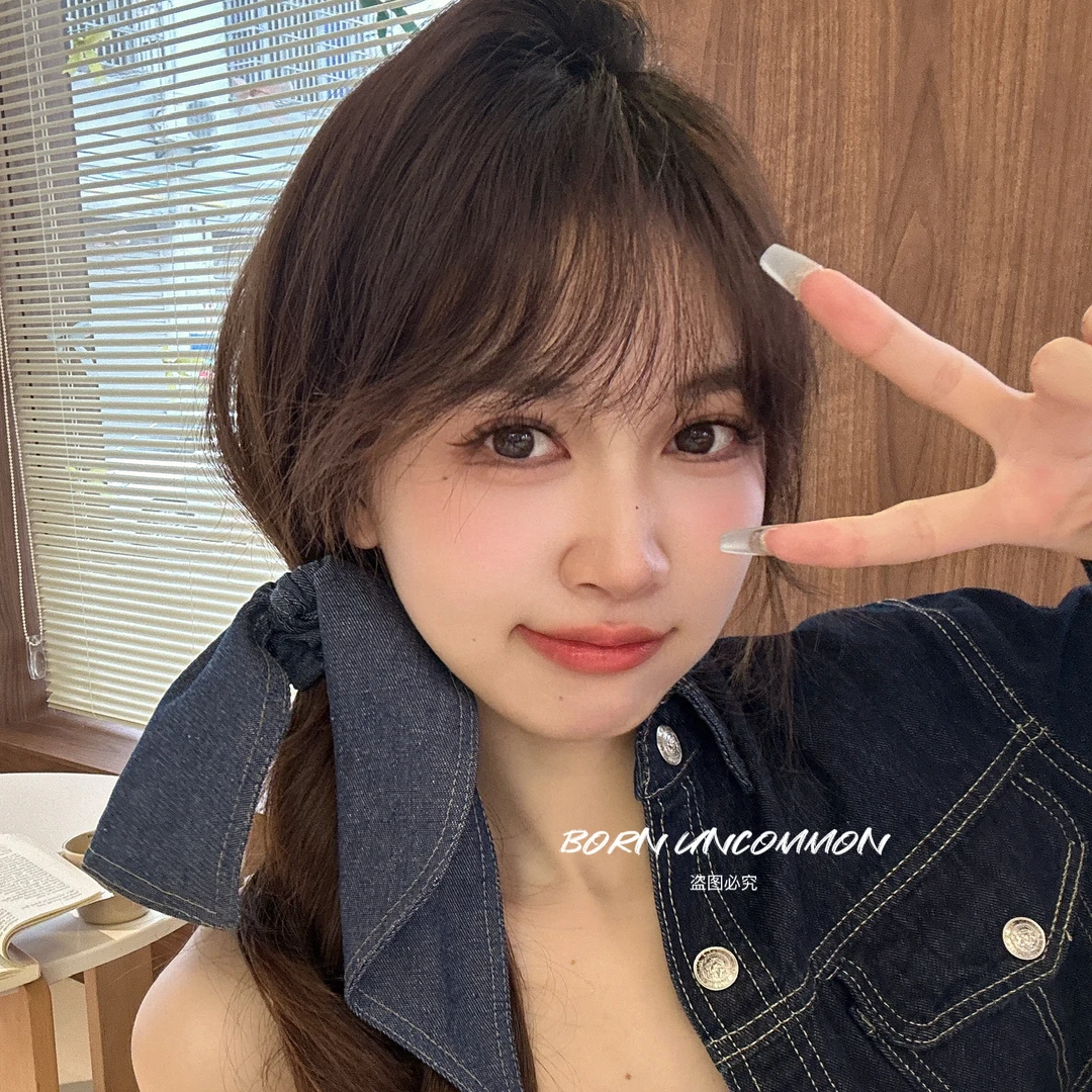 牛仔飘带百搭慵懒蝴蝶结发圈高级感气质扎头发绳丸子头发饰女