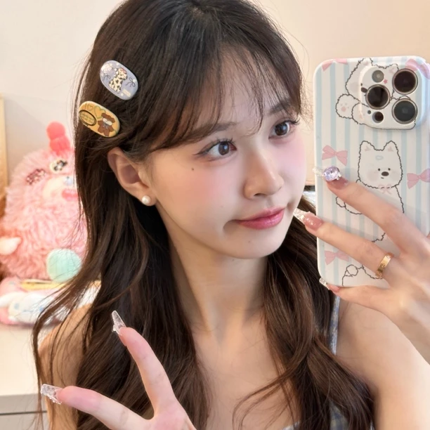 可爱复古小狗椭圆发夹风少女心刘海夹甜美卡通头饰学生鸭嘴夹