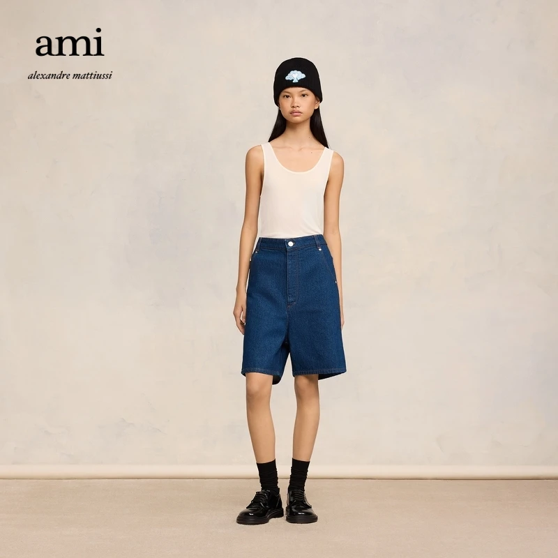 AMIPARIS经典款低腰宽松牛仔中裤SPUSO600.DN0097