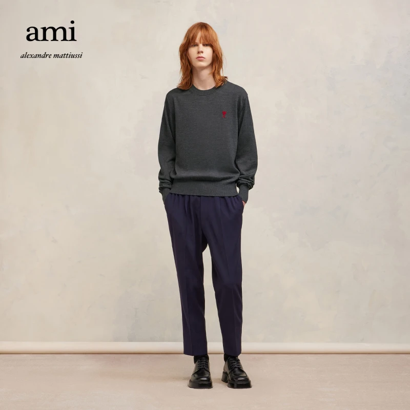 【新品首降】AMIPARIS男士美利奴羊毛圆领套头毛衣HKS111.KN0025