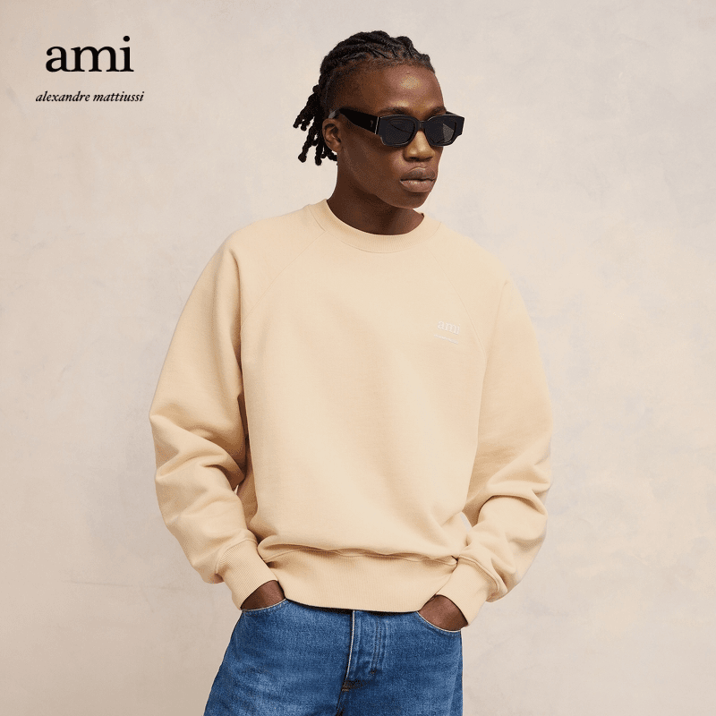 AMI男女同款24早春新款设计师款徽标棉质圆领卫衣USW024.747