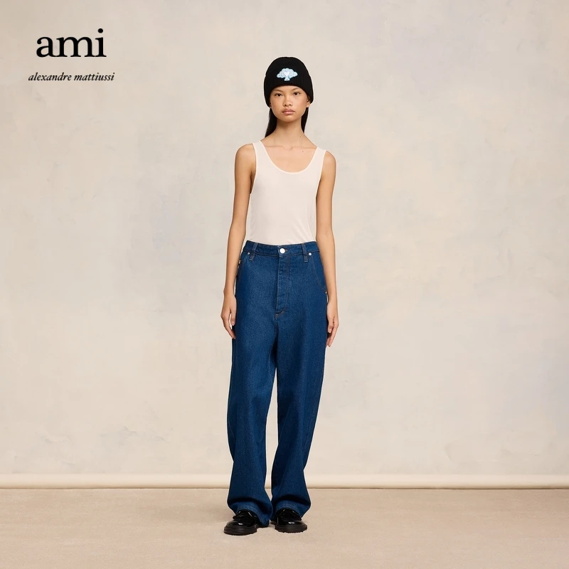 【龙年胶囊】AMIPARIS经典低腰宽松直筒牛仔裤SPUTR102.DN0097