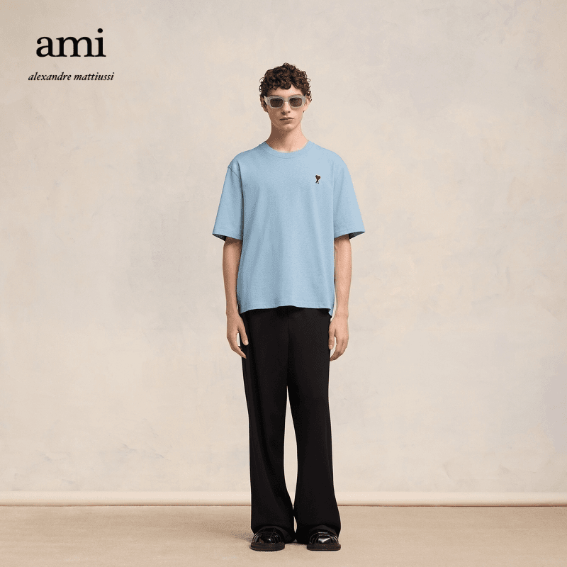 AMI男女同款24早春新款爱心款红色爱心棉质短袖T恤UTS005.726