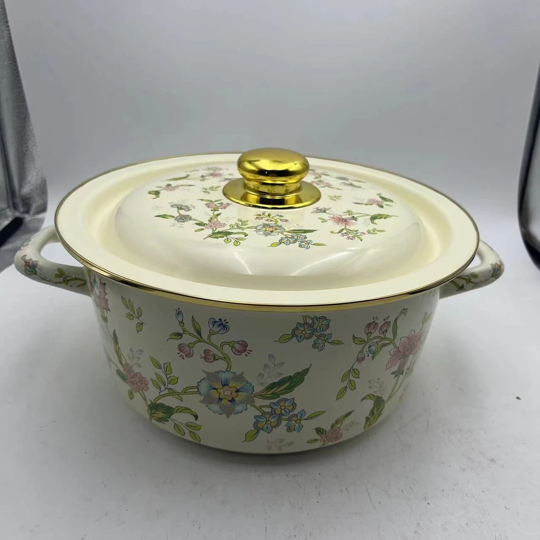 26cm【芳香汤锅】珐琅搪瓷汤锅炖锅煮锅搪瓷盖