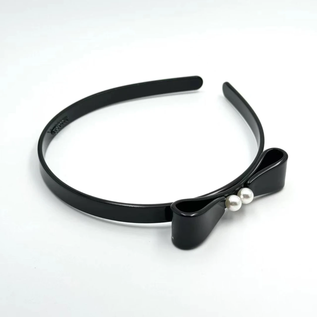 1413-1219-961进口醋酸蝴蝶结气质发箍百搭复古黑色轻奢