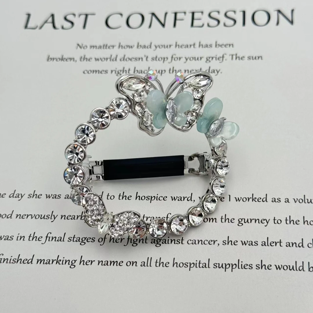 1014-韩国新款轻奢闪钻镂空弹簧夹