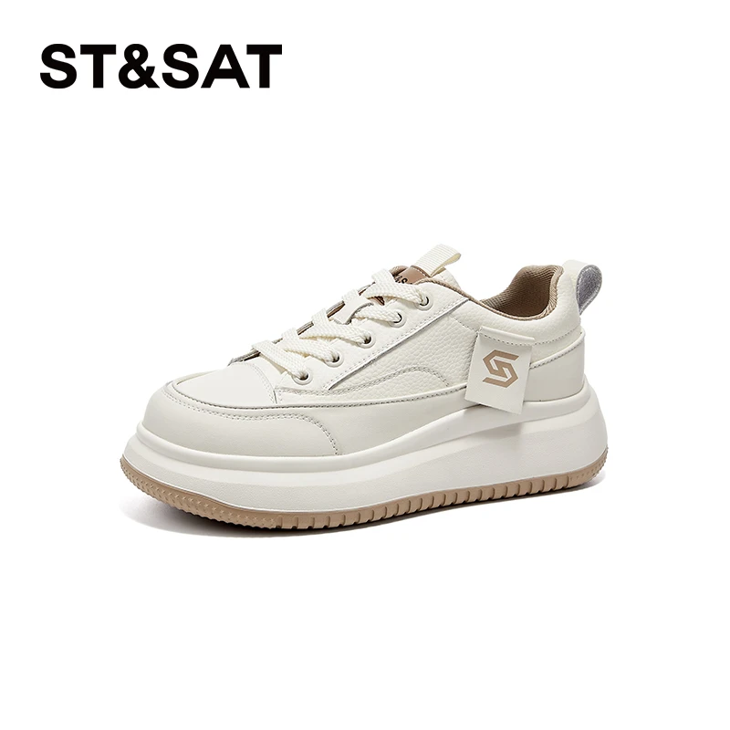 星期六简约厚底小白鞋女2024年秋季舒适潮流新款轻便时尚休闲板鞋