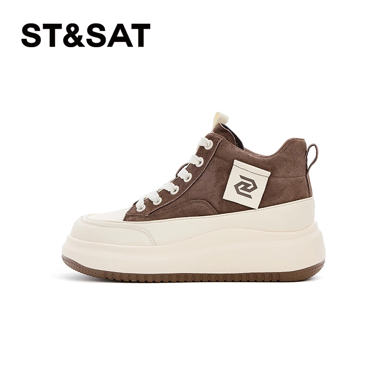 星期六2024年秋季热门新款小白鞋女款简约时尚小个子显高休闲板鞋