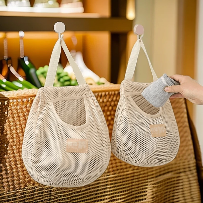 内衣袜子收纳挂袋透气家用挂衣柜墙挂式收纳网袋门后杂物收纳袋子