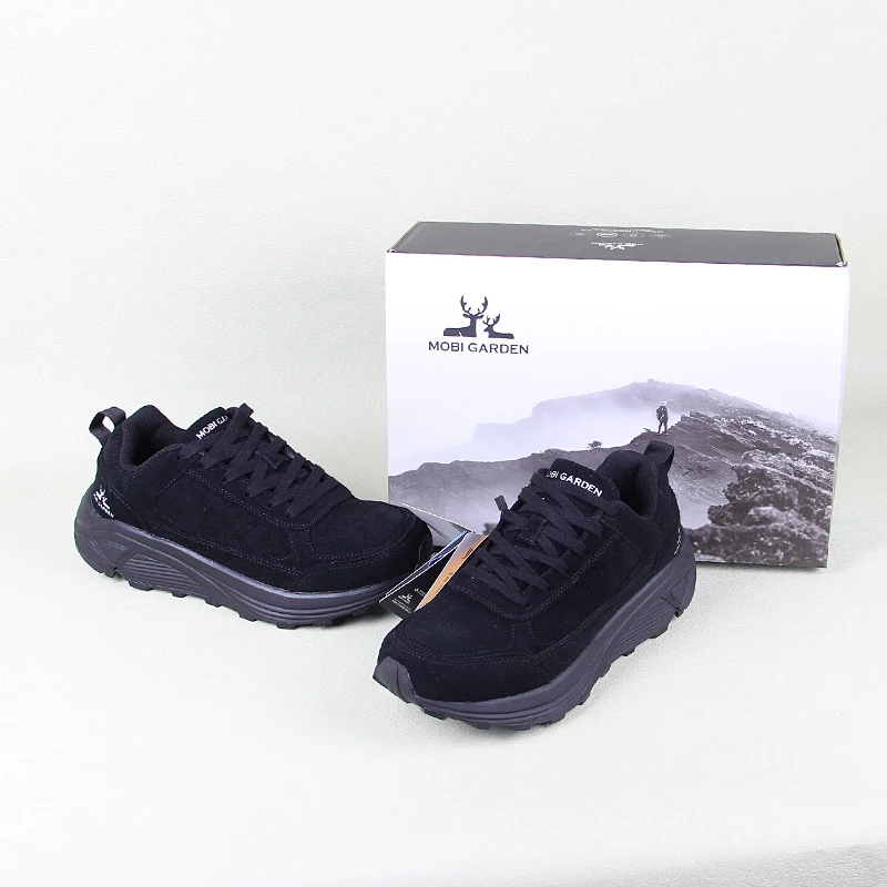 牧高家情侣款真皮低帮复古跑鞋越野跑V底