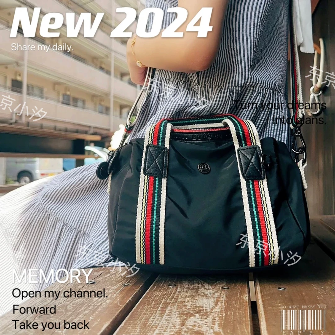 日本杂志同款！手提单肩斜挎包防水牛津布时尚三层拉链多功能女士