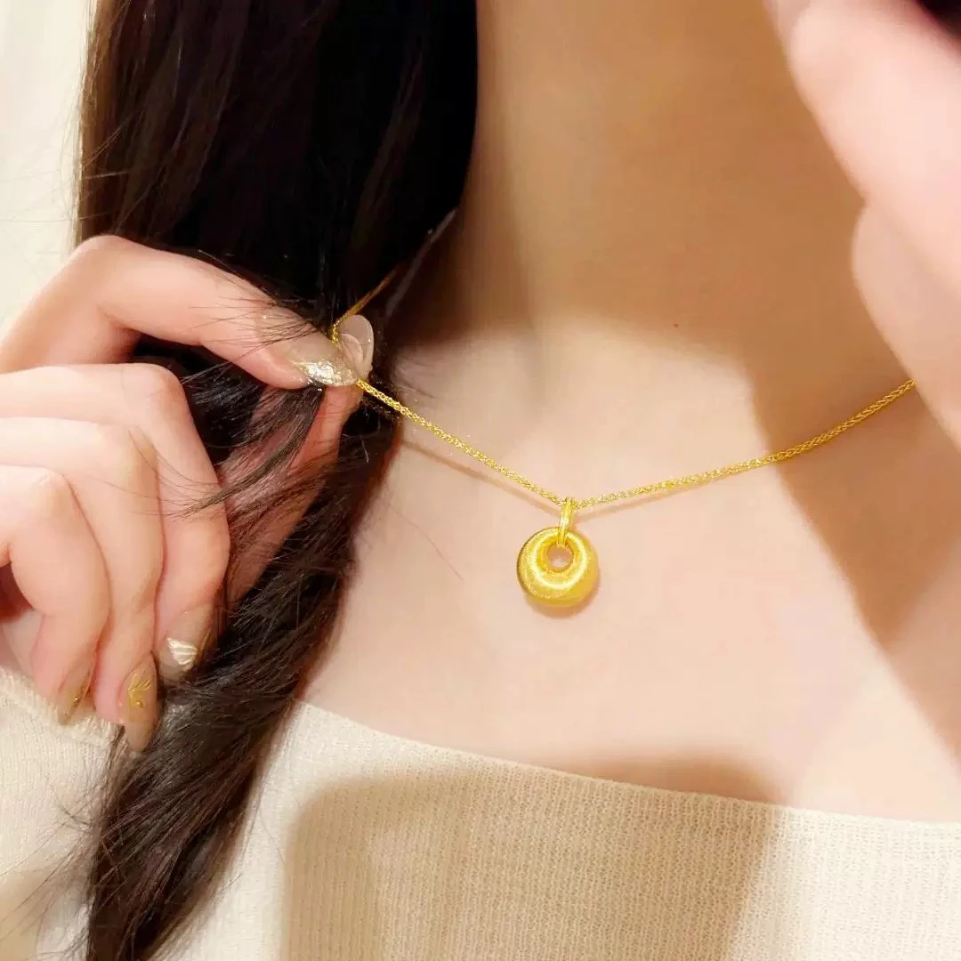 钛钢项链 A-16小胖坨平安扣项链气质锁骨链轻奢时尚古法锁法式