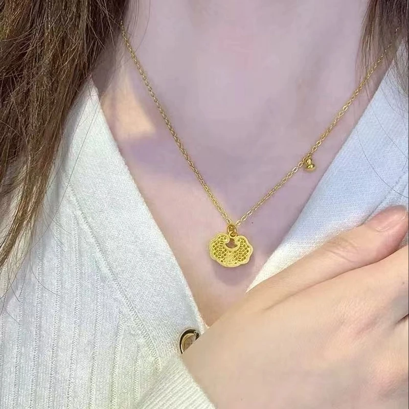 钛钢项链 A-154经典如意福字锁包百搭气质时尚精美坠链