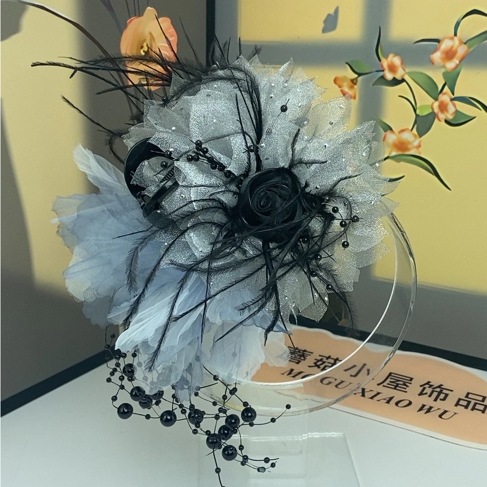 【玖瑶仙子】羽毛抓夹女新款鲨鱼夹半扎发夹甜美发饰百搭头饰品