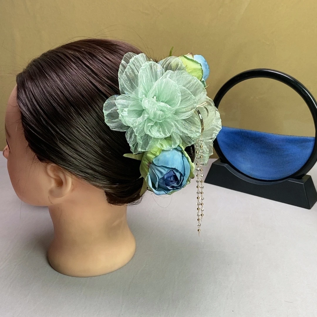 新款纯欲流苏抓夹花朵发夹后脑勺鲨鱼夹超仙玫瑰半扎发饰品头饰女
