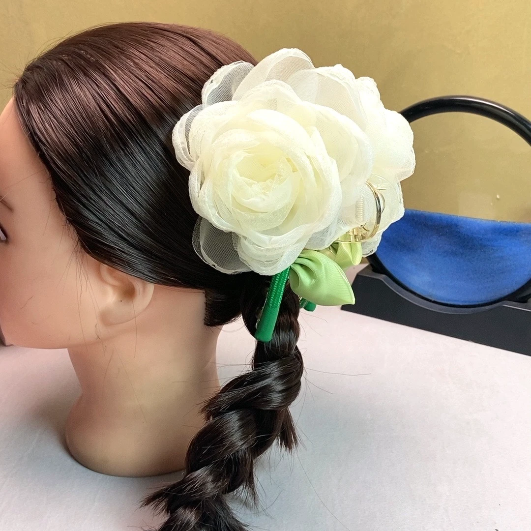 (棒棒糖玫瑰)法式气质花朵抓夹超仙夏季后脑勺鲨鱼夹头饰甜美发饰