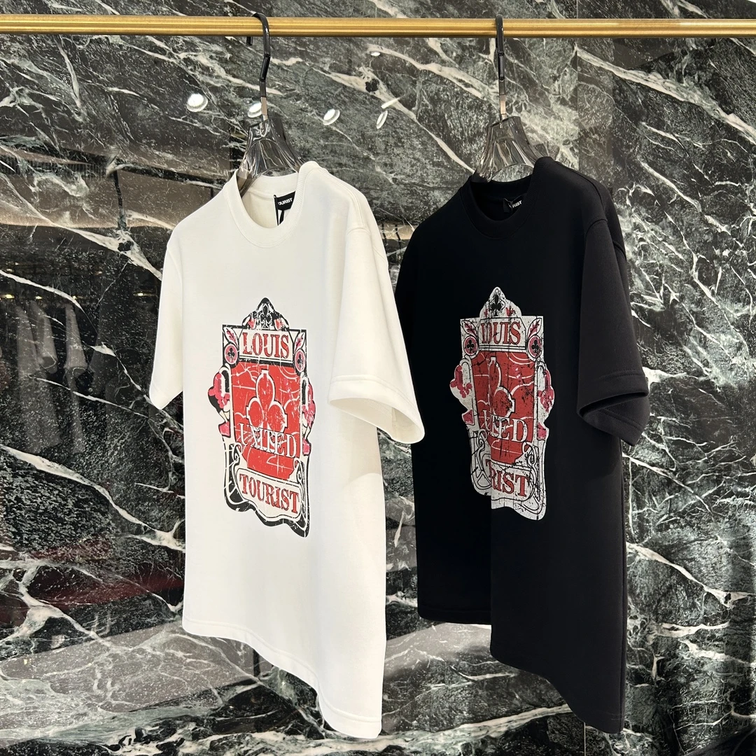 GY 秋冬时尚微阔潮品 圆领男士休闲百搭潮流个性涂鸦印花厚半袖