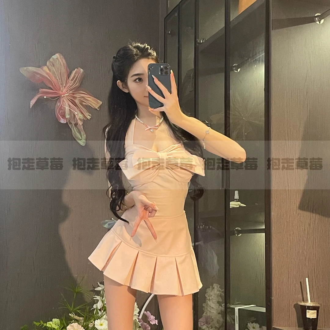 【草莓-动感女孩】夏季新款甜辣减龄女短款上衣蓬蓬半身裙显瘦套装