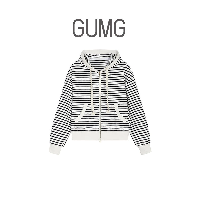 GUMG-慵懒条纹连帽开衫  GM10079