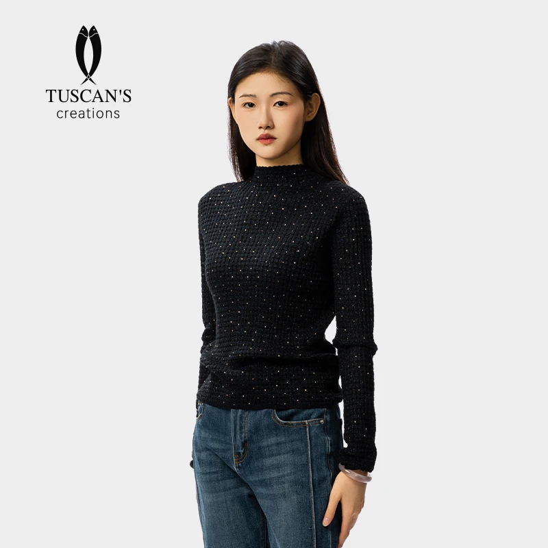 TUSCAN'S CREATIONS时尚百搭修身长袖针织衫品质女装TS时代双鱼