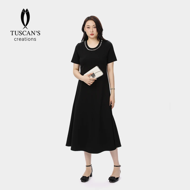 【断码清仓】宽松连衣裙休闲简约中长款轻奢大码女装显瘦TS时代双鱼