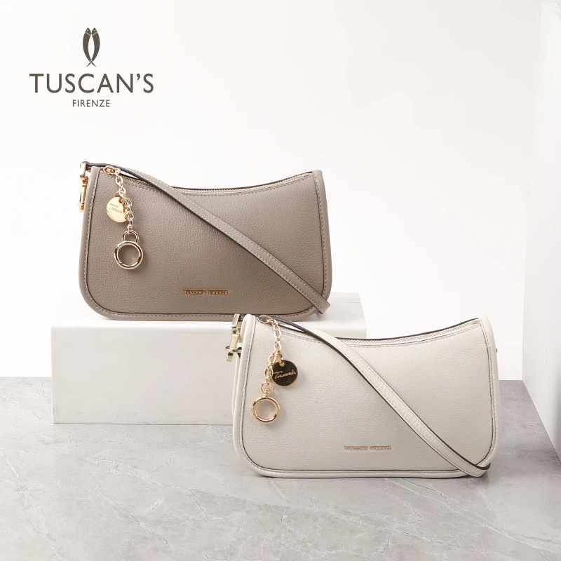 TUSCAN'S简约百搭单肩斜挎包包女士真皮荔枝纹气质链条TS时代双鱼
