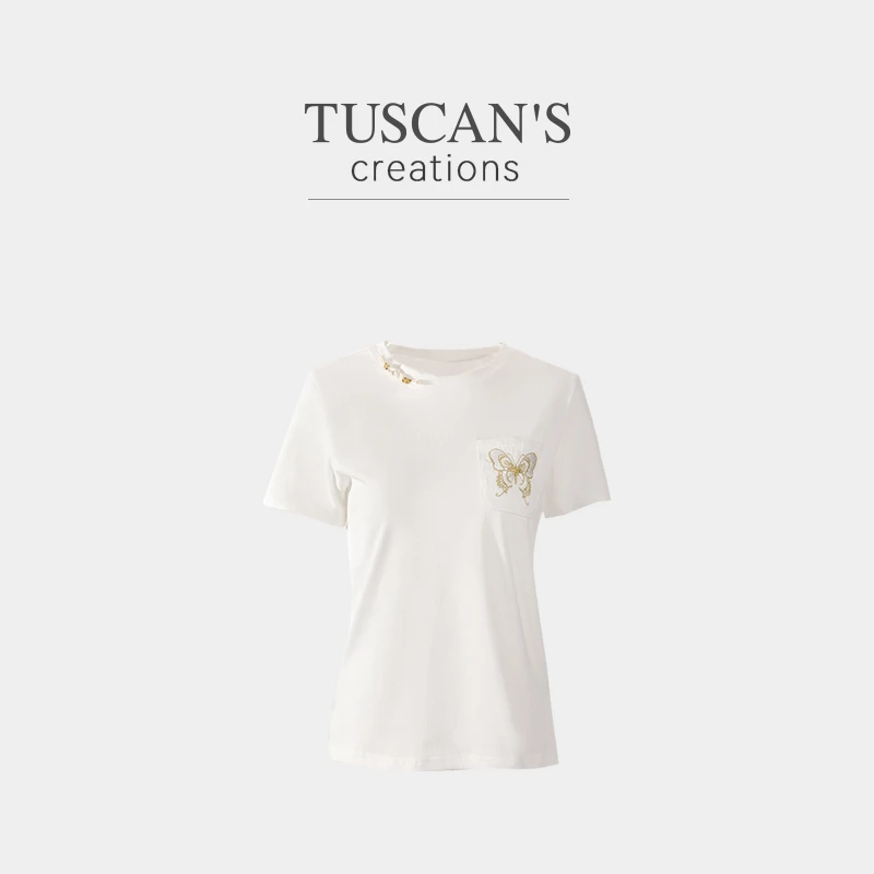 TUSCAN'S CREATIONS时尚休闲百搭女士上衣夏季简约新中式T恤