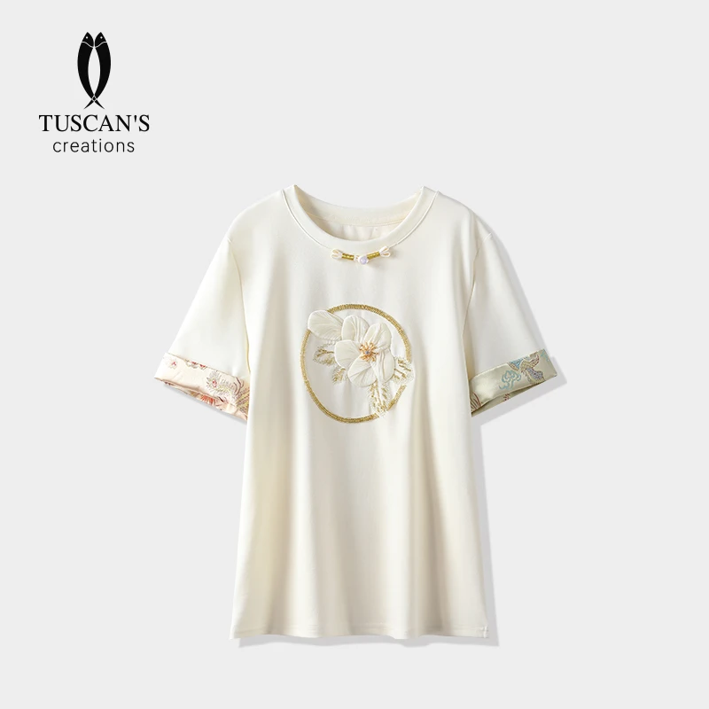 TUSCAN'S CREATIONS新款国风复古新中式T恤女士民族风TS时代双鱼