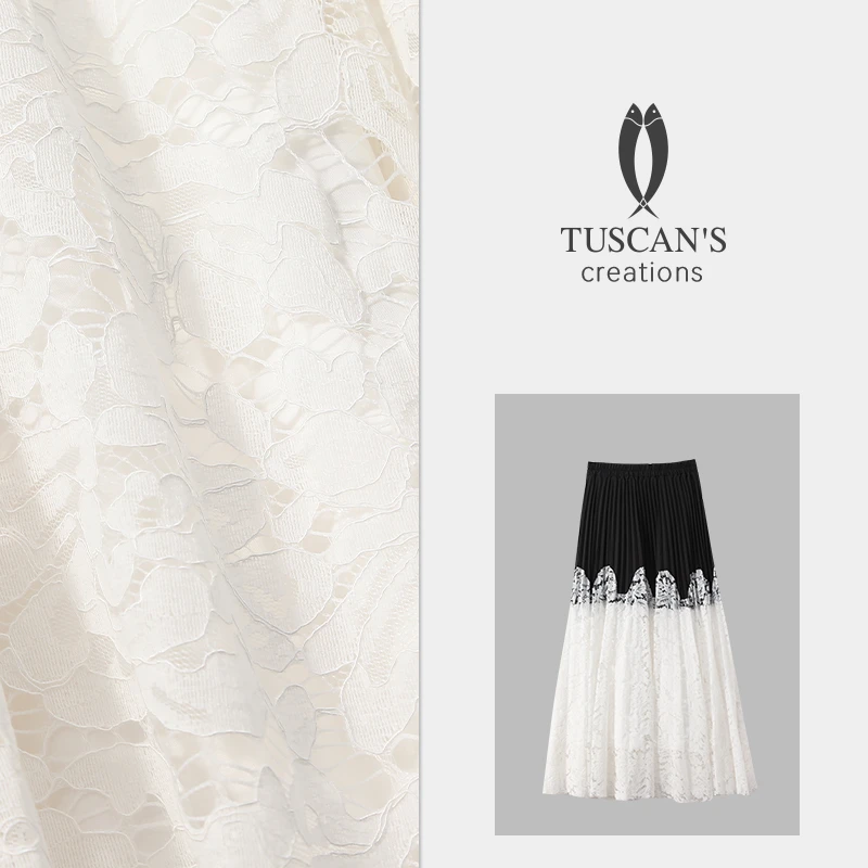 【断码清仓】气质中长款蕾丝半身裙拼接设计感高腰长裙TS时代双鱼