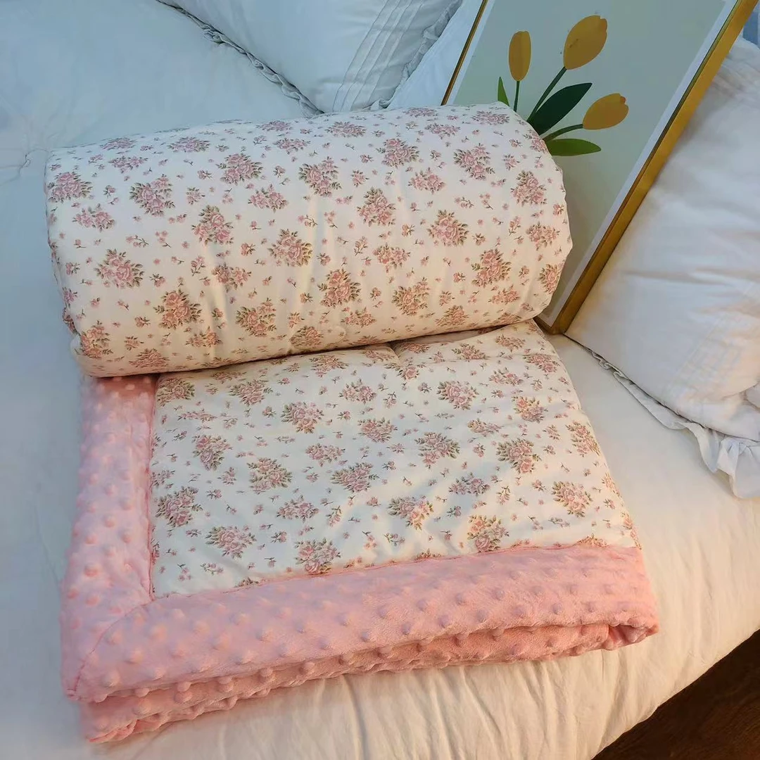 【蔷薇】A面纯棉B面婴儿绒2X2.3加厚豆豆被！填充大豆纤维！