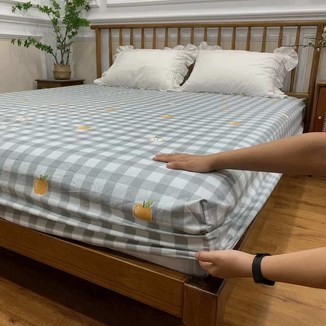【苹果灰格】-床笠床垫保护套1.8X2小辣椒加厚磨绒