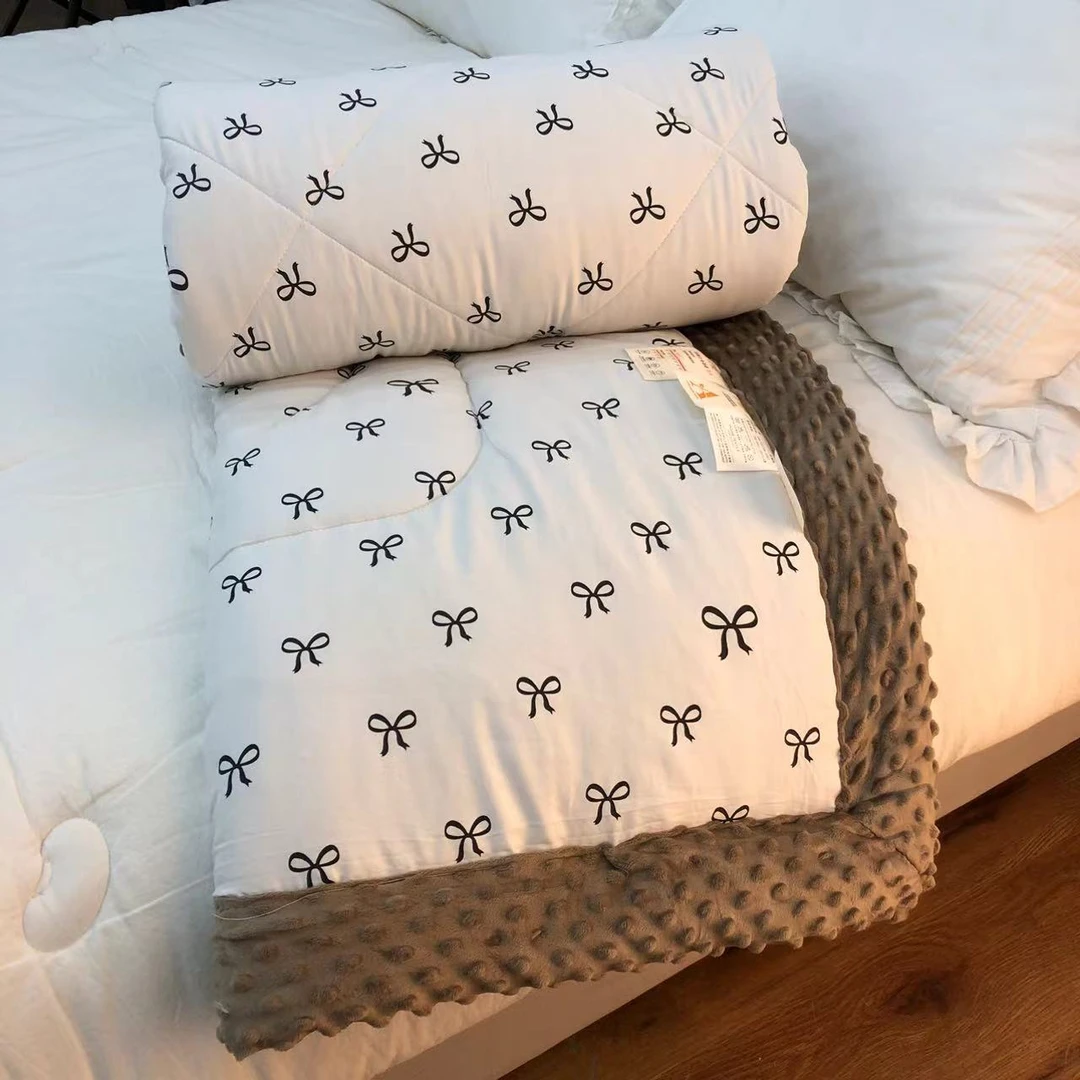 【白底蝴蝶结】2X2.3豆豆被秋冬新款加厚保暖大豆纤维被